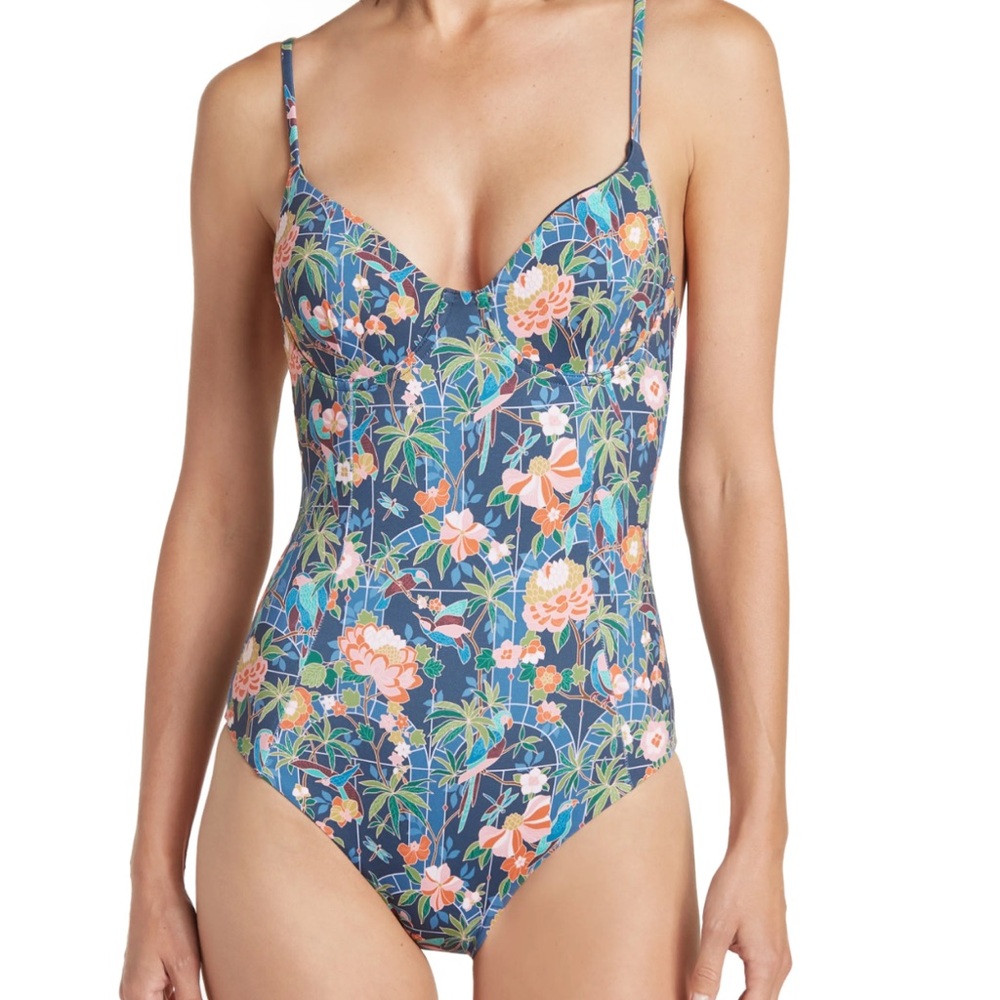 Onia Floral Blue One-Piece Swimsuit